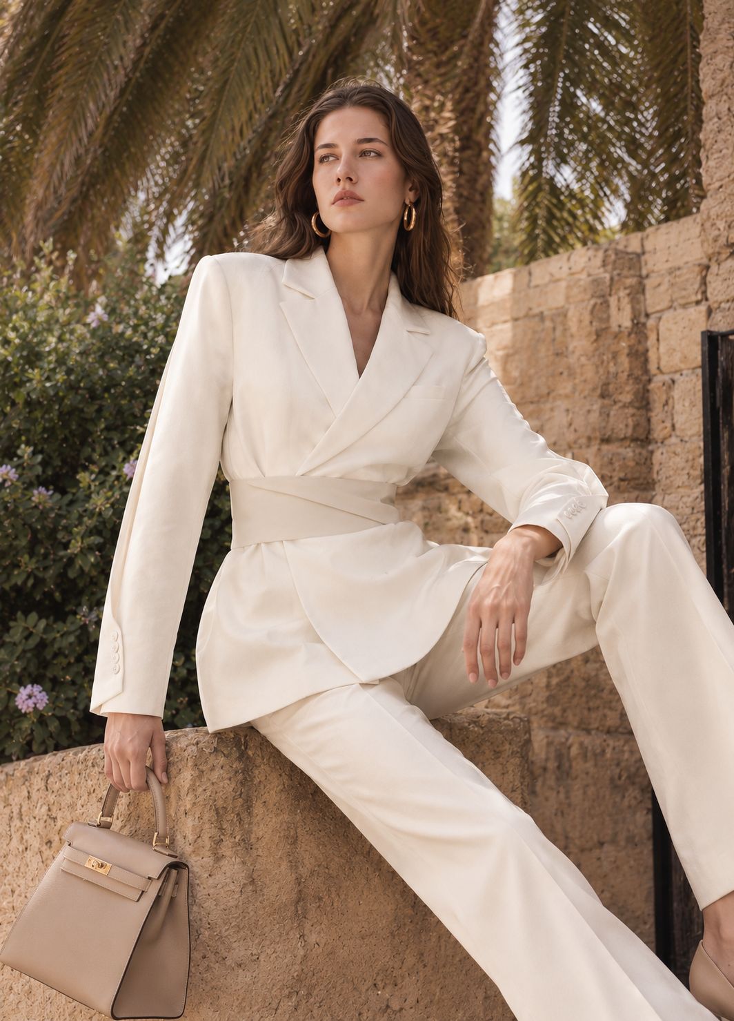 Cover pose in an ivory blazer