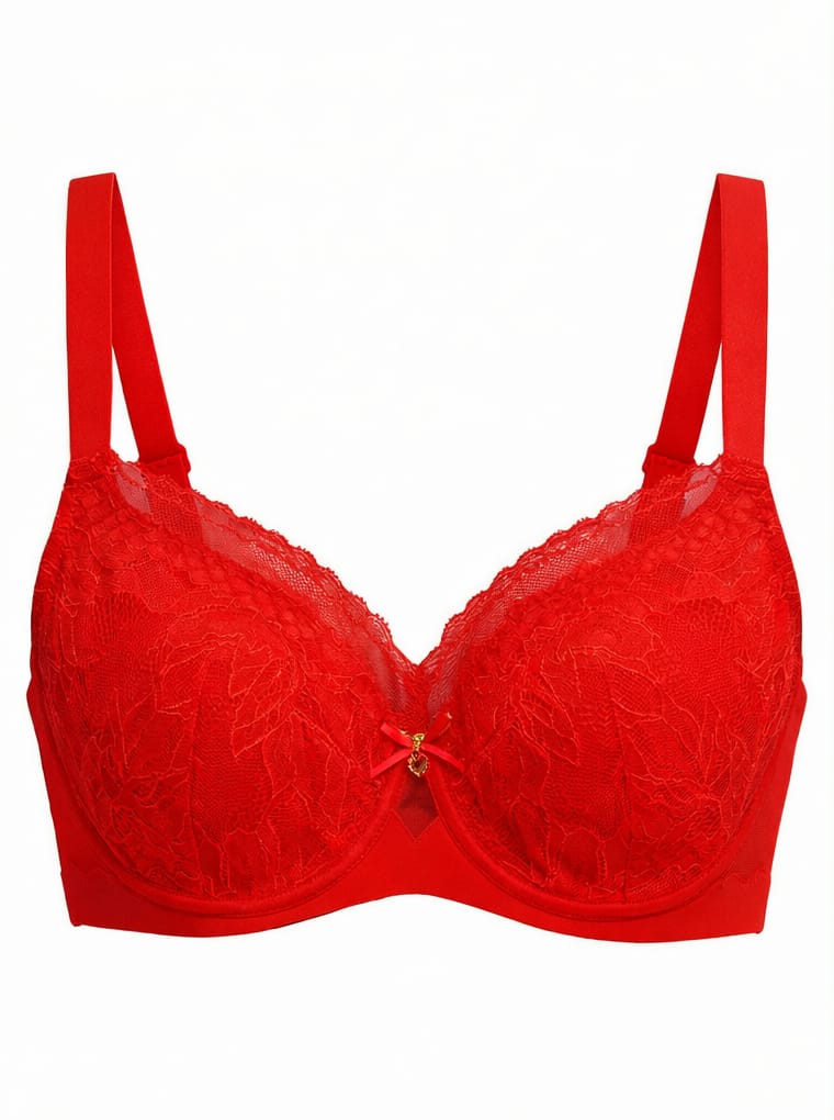 Lace bra recoloured to red