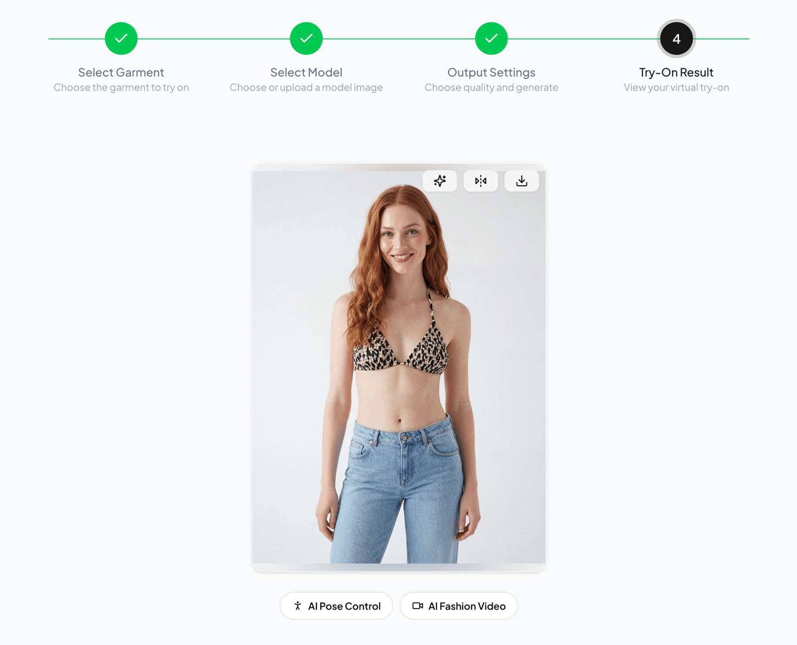 WearView studio result for the printed strappy bikini with the matching bottom missing