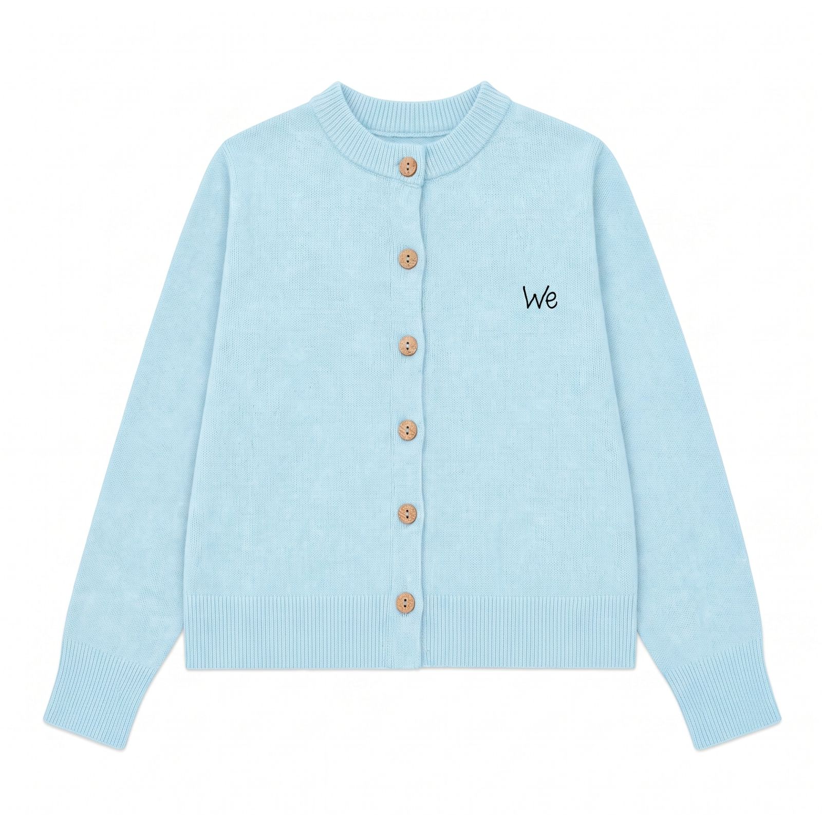 Blue cardigan color candidate using the same flat-lay composition