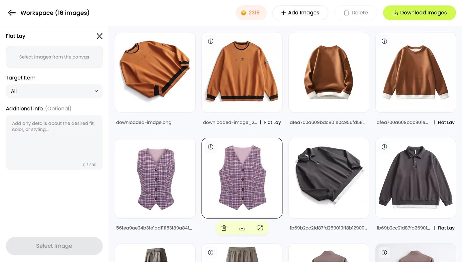 Snappyit Flat Lay test with standardized front-facing garment results