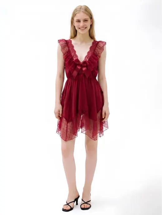 Snappyit burgundy tulle dress result
