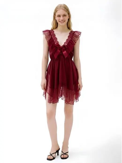 WearView burgundy tulle dress result