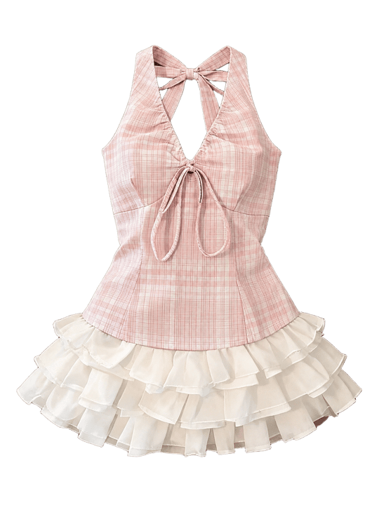 PhotoScissors transparent cutout of the plaid and ruffled outfit