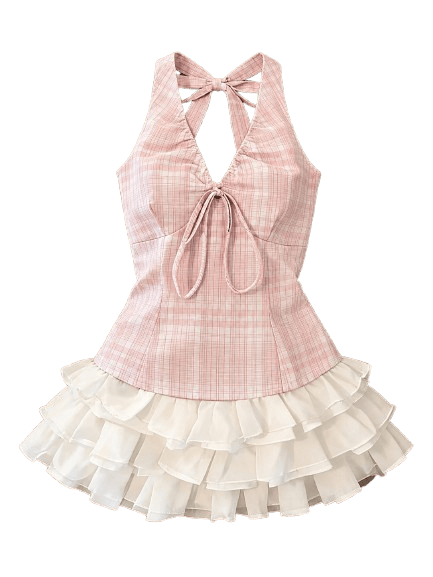 remove.bg transparent preview of the plaid and ruffled outfit