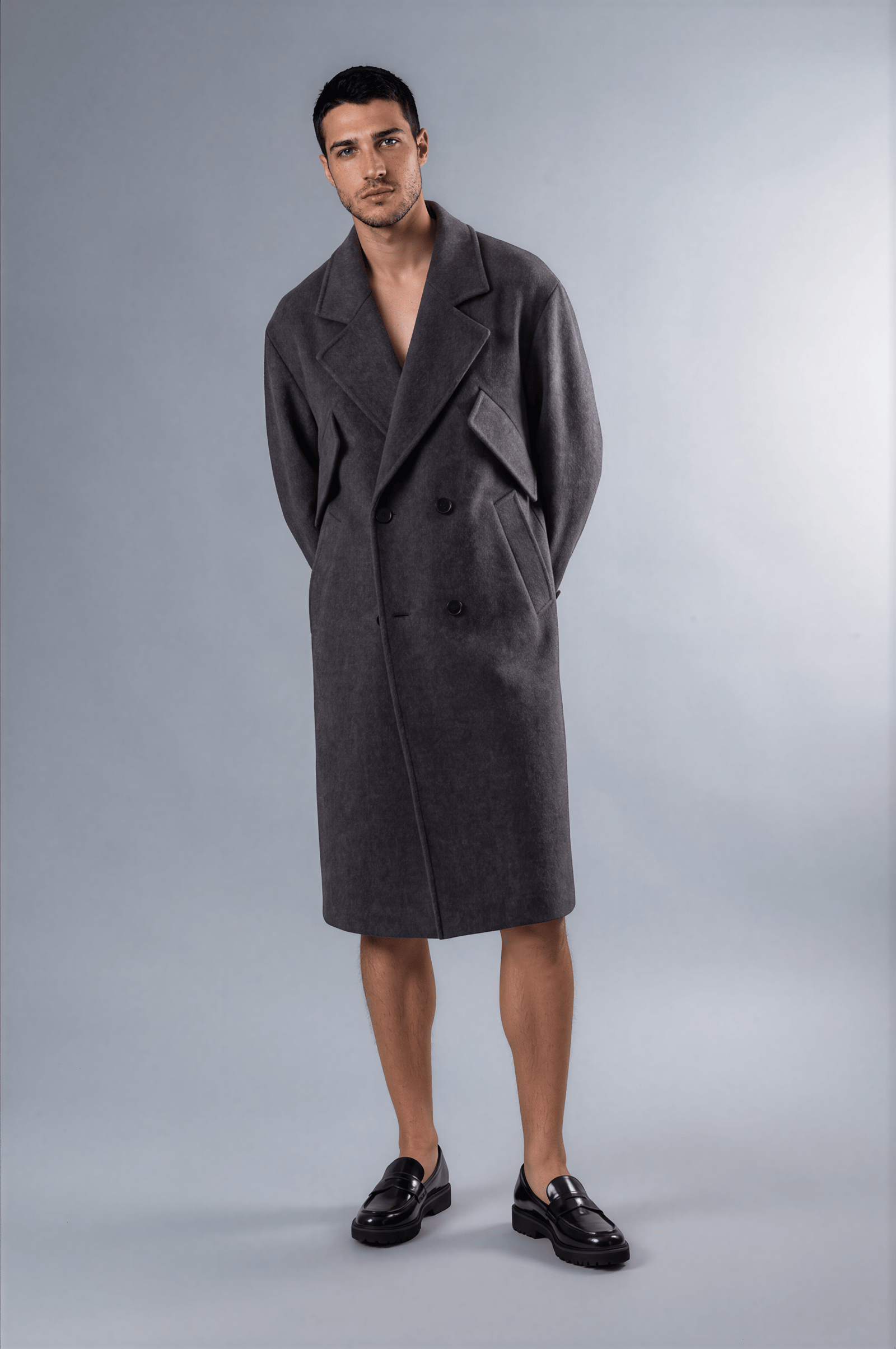 Botika result for the men's gray long coat