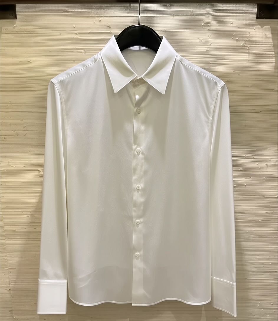 White shirt with deep folds after Photoroom wrinkle removal