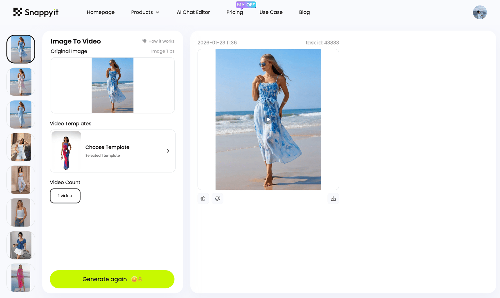 Snappyit image to video — a ZMO alternative turning a single product or model photo into a ready listing clip