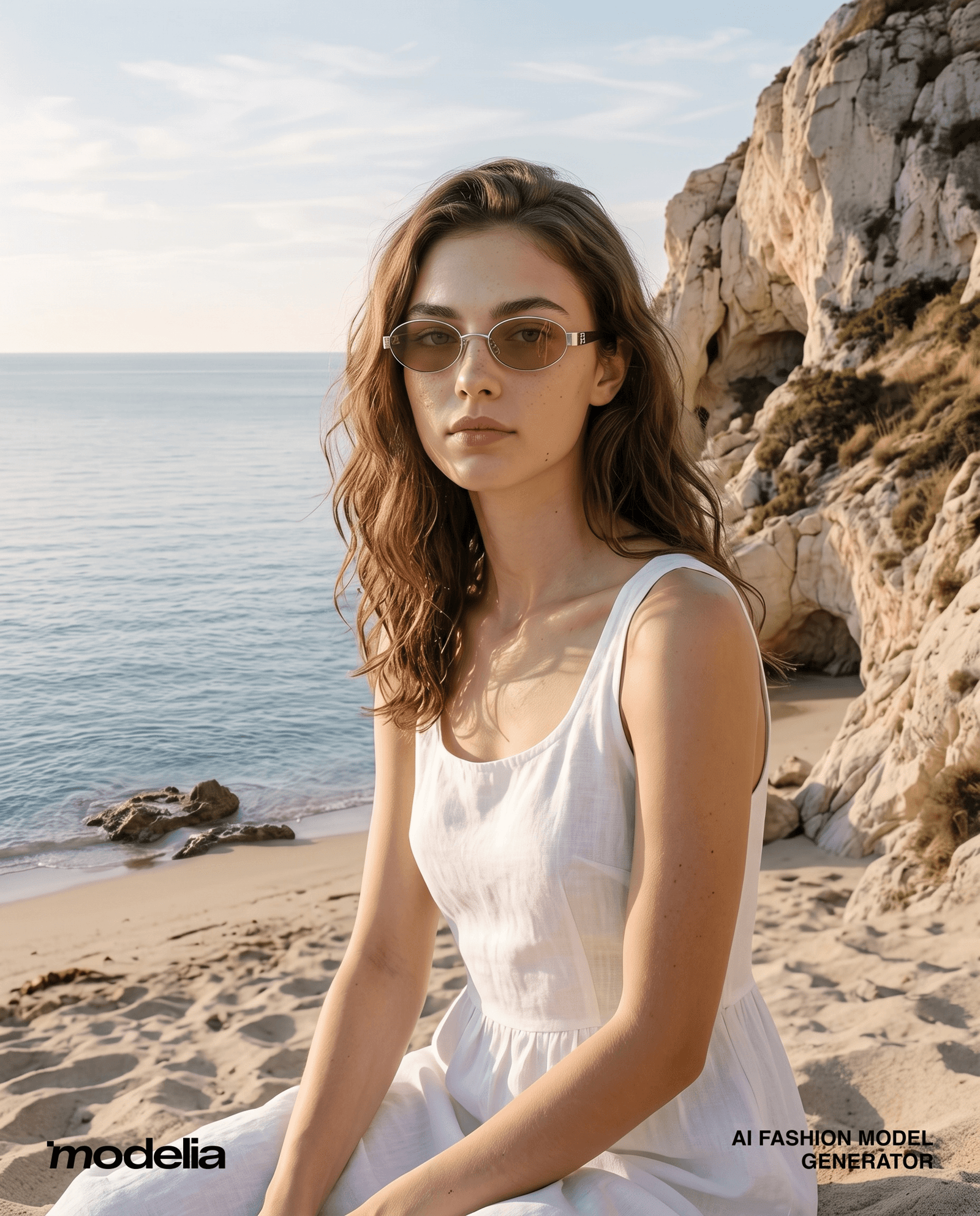 Silver sunglasses generated by Modelia