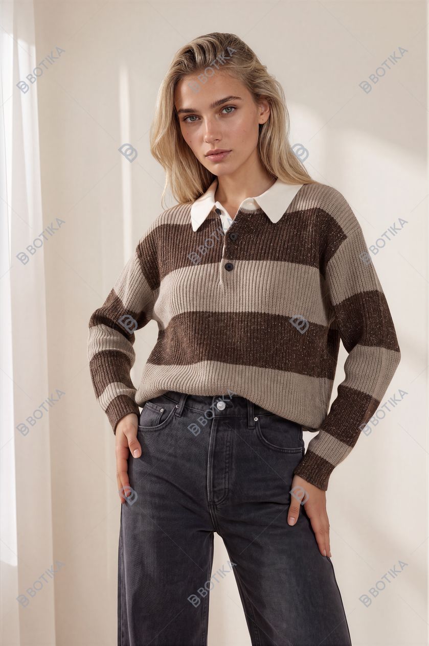 Botika result for striped knit polo with watermark