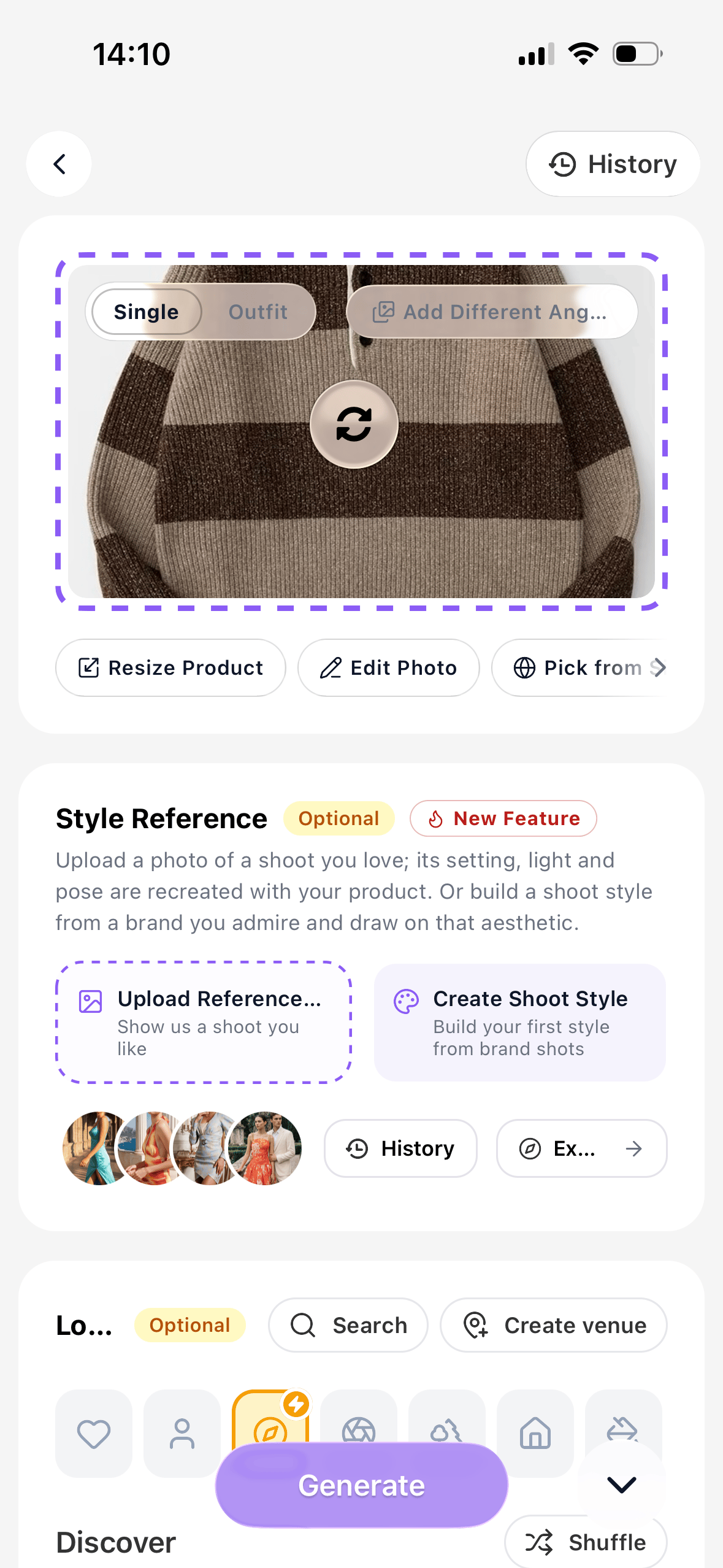 Diress garment and style reference screen