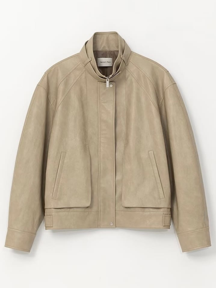 Beige zip jacket source product photo