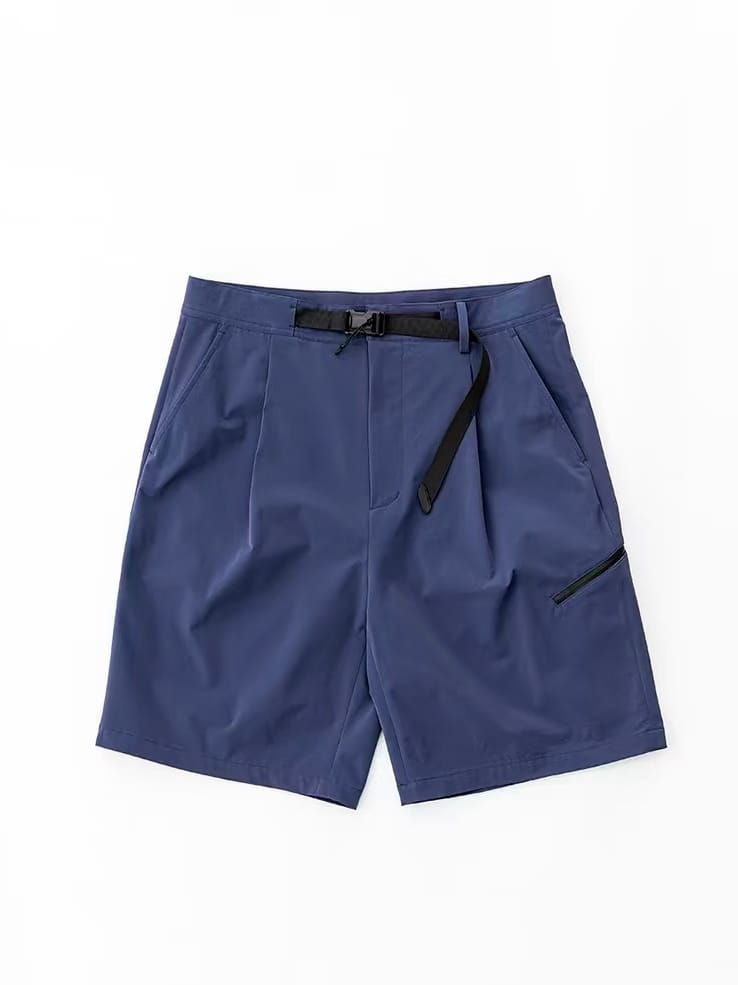 Blue belted shorts source product photo