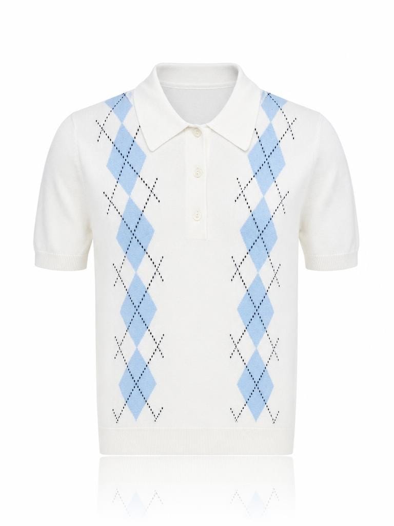 Diress ghost-mannequin-style result for the argyle knit polo