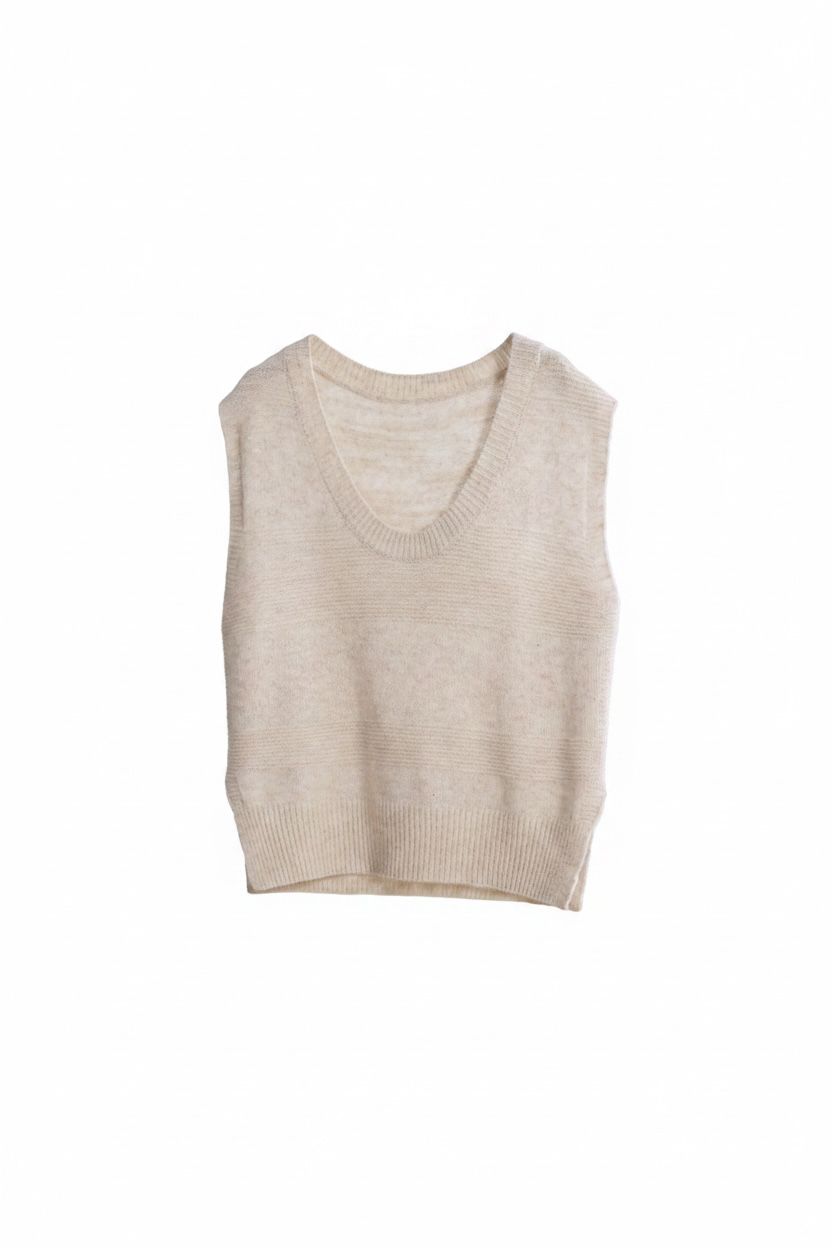 Photoroom ghost mannequin result for the beige knit vest
