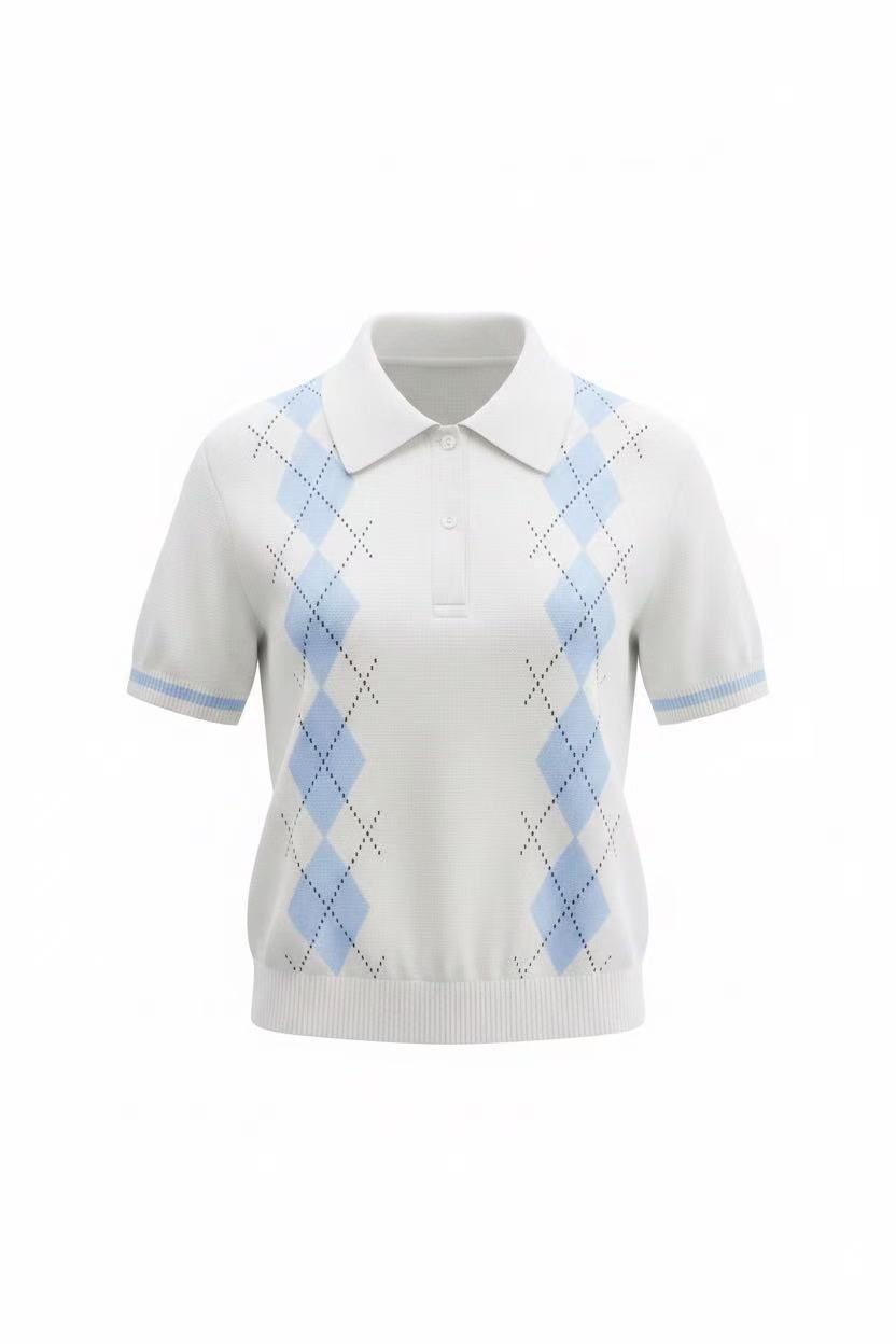 Pixelcut ghost mannequin result for the argyle knit polo