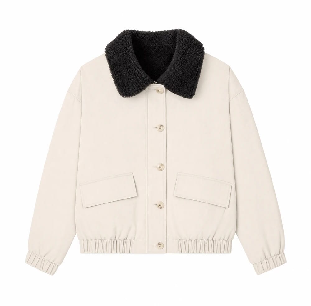 Generated flat lay view of the cream jacket