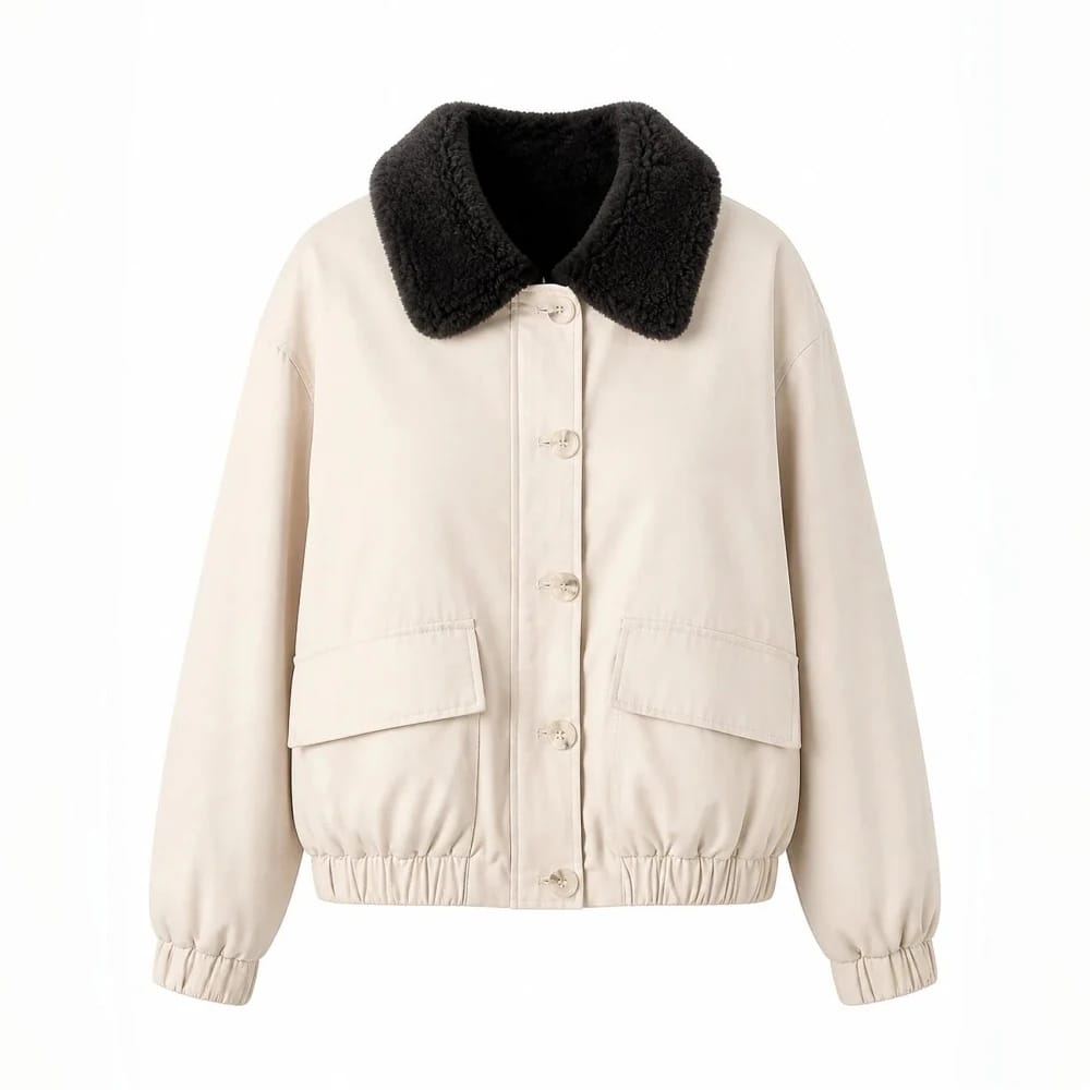 Generated ghost mannequin view of the cream jacket