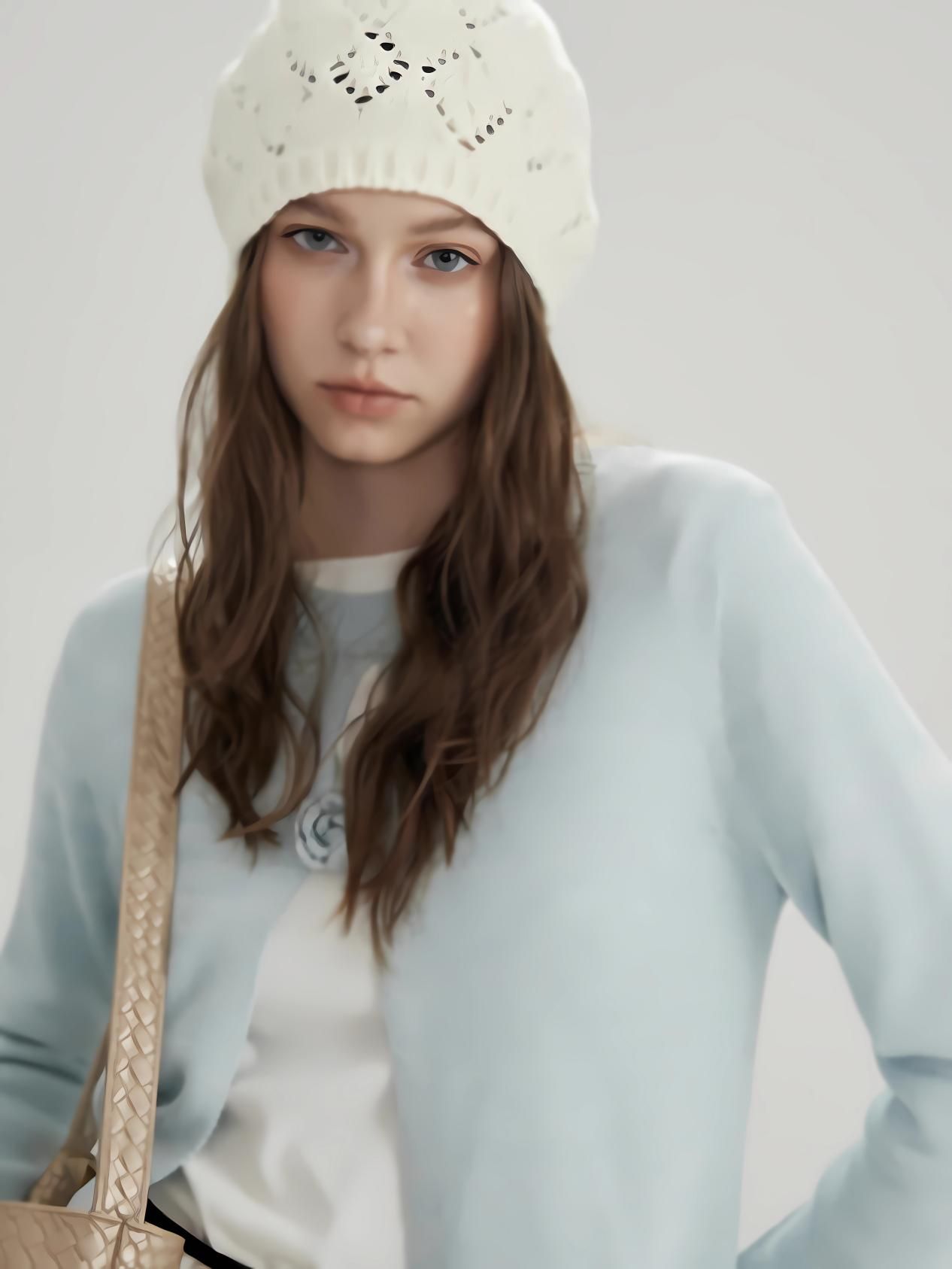 Bigjpg result with a soft face, hair, hat, and clothing texture