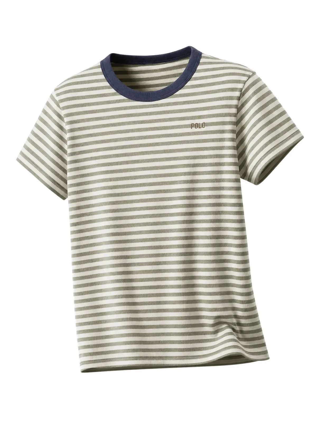 Fashion Diffusion result that changed the KOUMI logo to POLO and altered stripe color