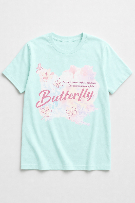 Pale-mint T-shirt mockup made during the Kittl test