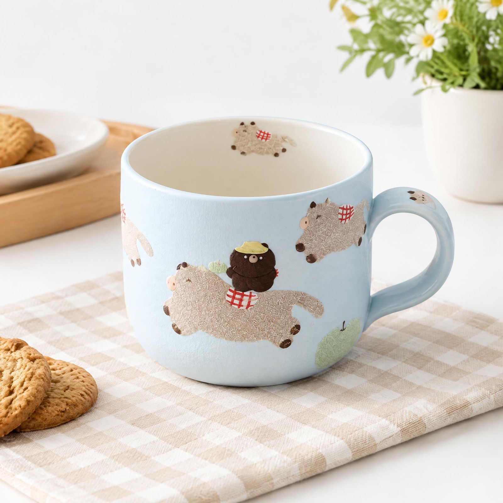 Ceramic mug in a realistic kitchen scene