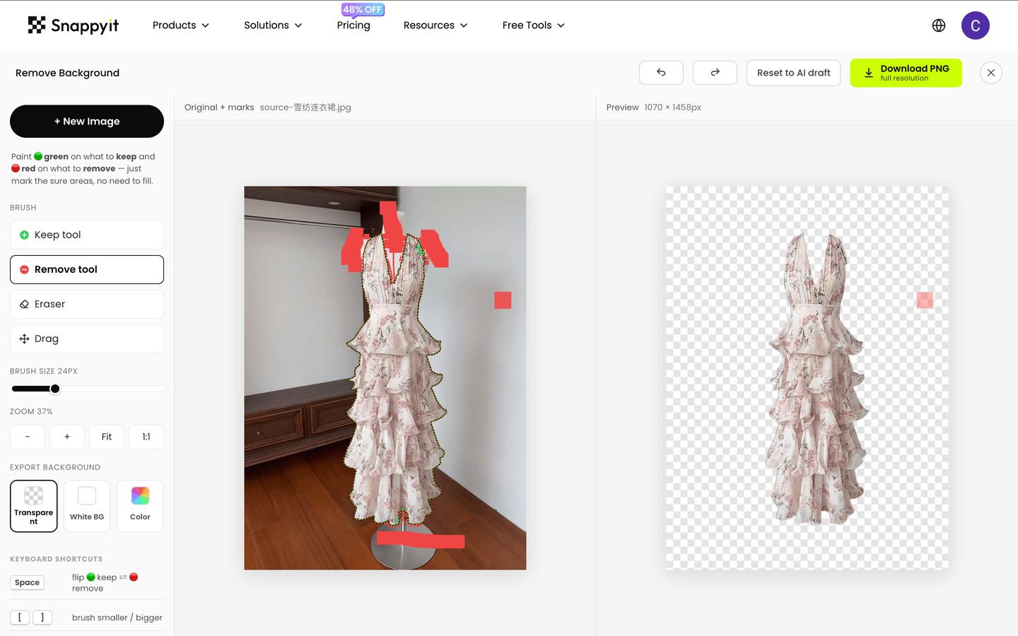 Snappyit remove brush marking the dress form for cleanup