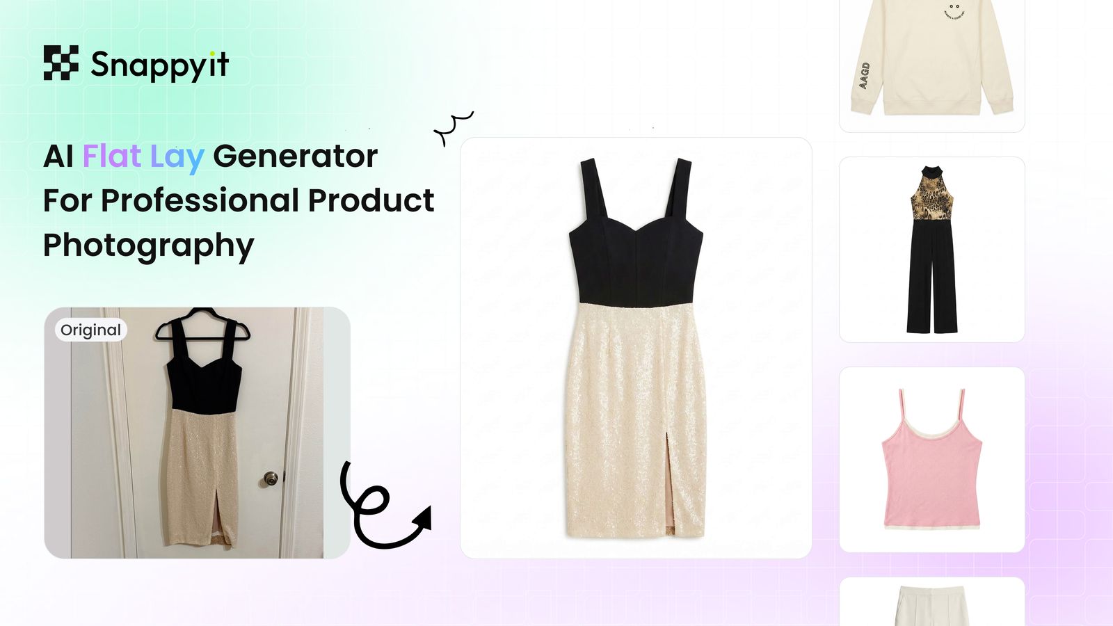 AI Flat Lay generator creating professional apparel product photography
