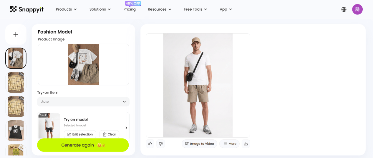 Snappyit Fashion Model workbench using the same men's outfit and male base model