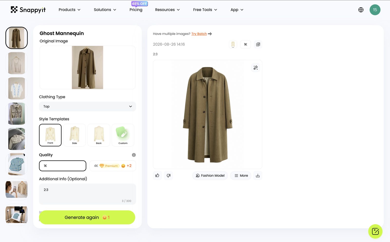 Snappyit Ghost Mannequin workbench with the shared coat