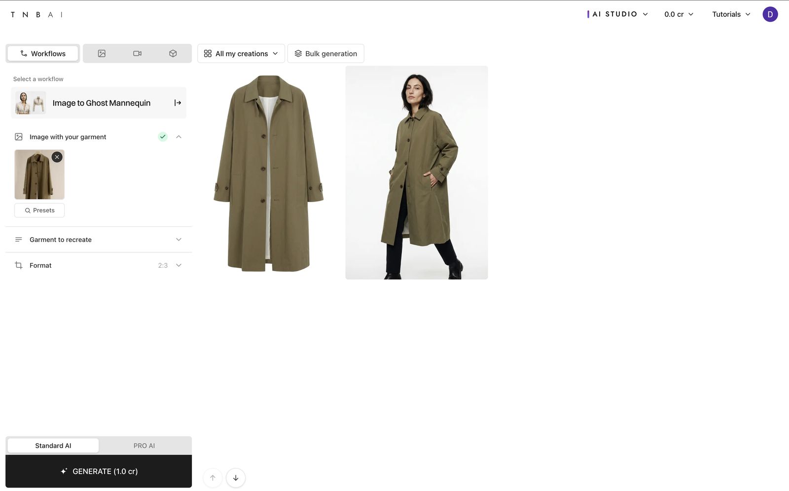 TheNewBlack Ghost Mannequin workbench with the shared coat