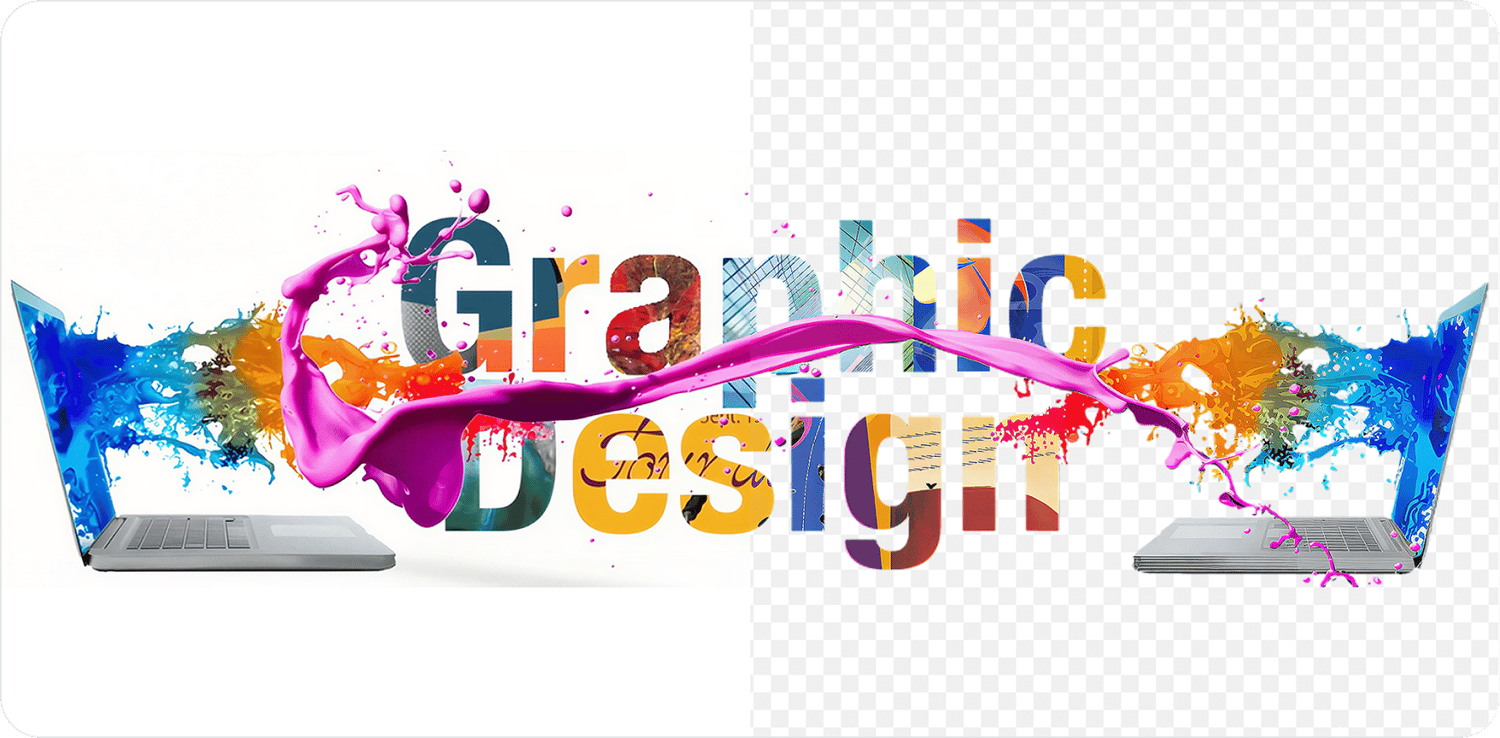 A graphic cut out to a transparent PNG after background removal