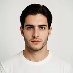 AI model swap example showing a male model with white t-shirt