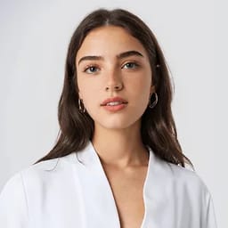 AI model swap example showing a female model with white shirt