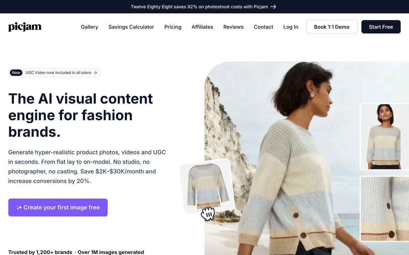 Picjam homepage — the AI visual content engine for fashion brands
