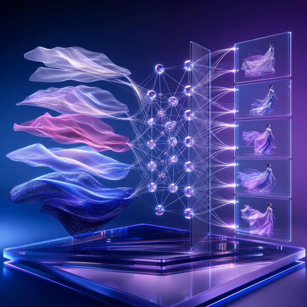 diffusion models and motion synthesis work together to generate realistic fashion video from still images