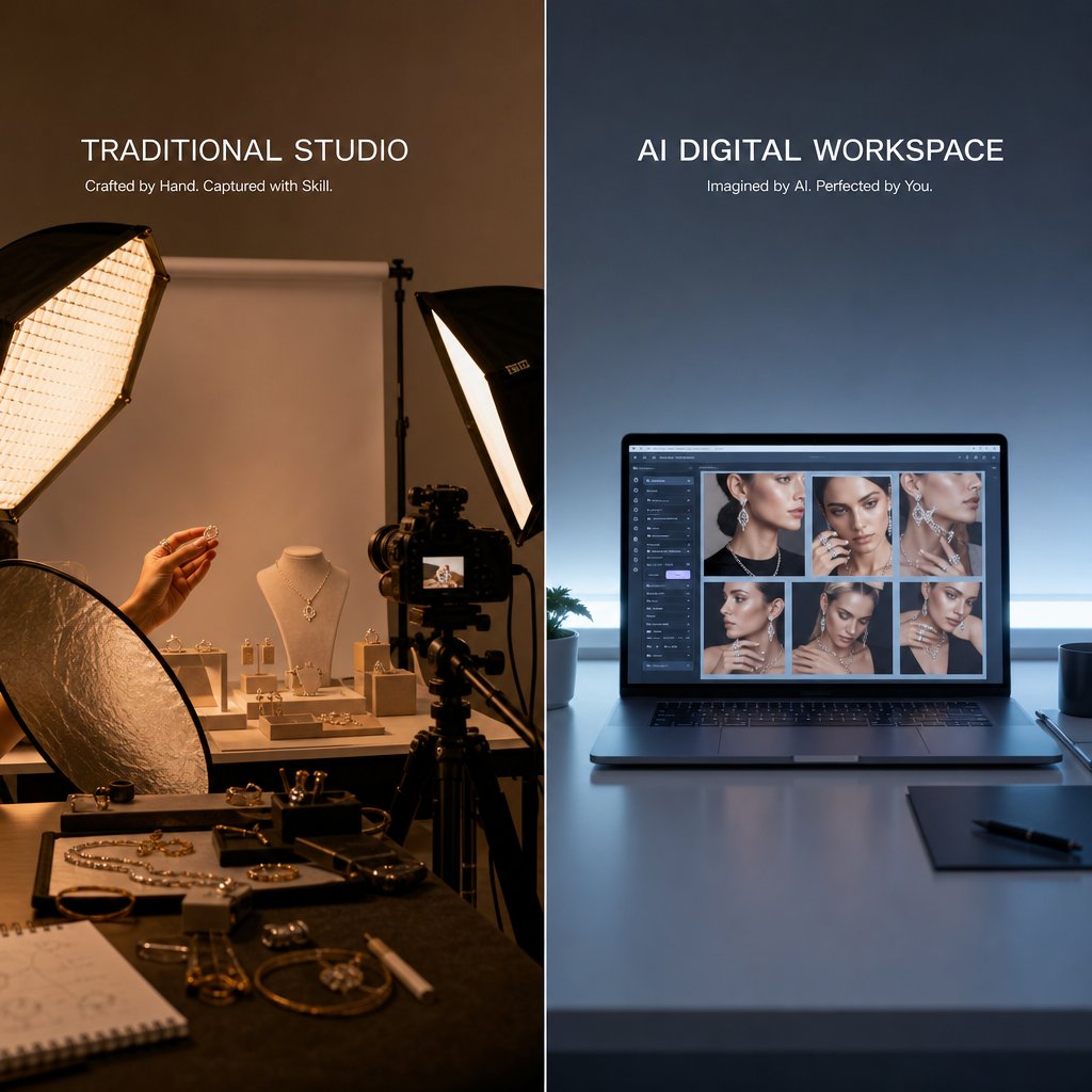 ai generation shifts jewelry photography from complex studio productions to streamlined digital workflows