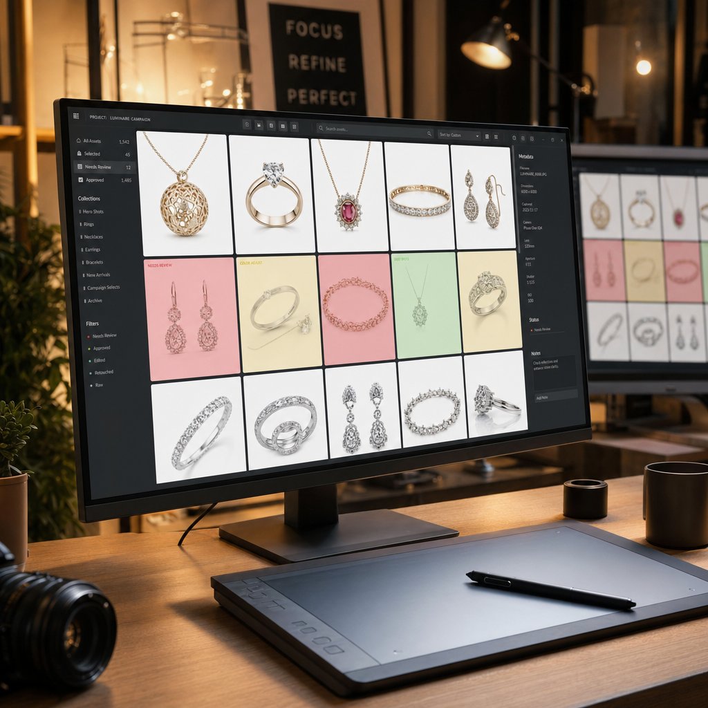 a hybrid workflow combines ai batch processing for catalog images with human refinement for hero and editorial shots