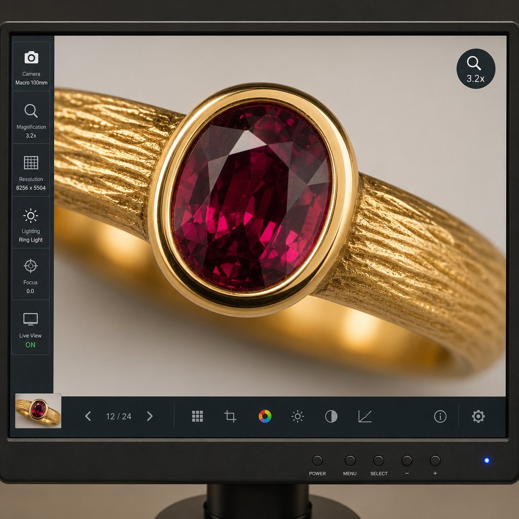 zooming to 100 reveals whether ai preserved metal texture and gemstone color fidelity or over processed the surfaces