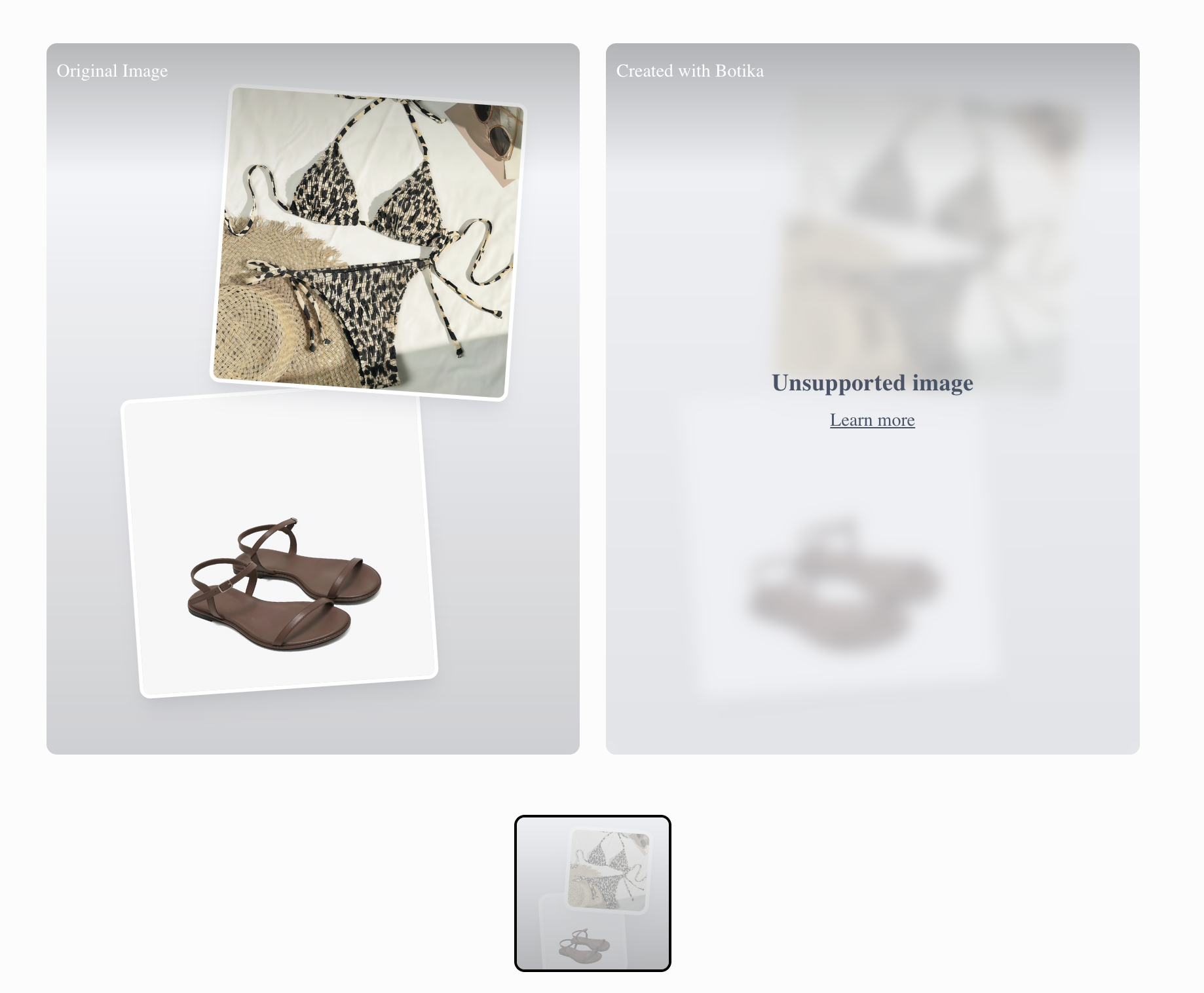 Botika unsupported-image rejection for the printed strappy bikini