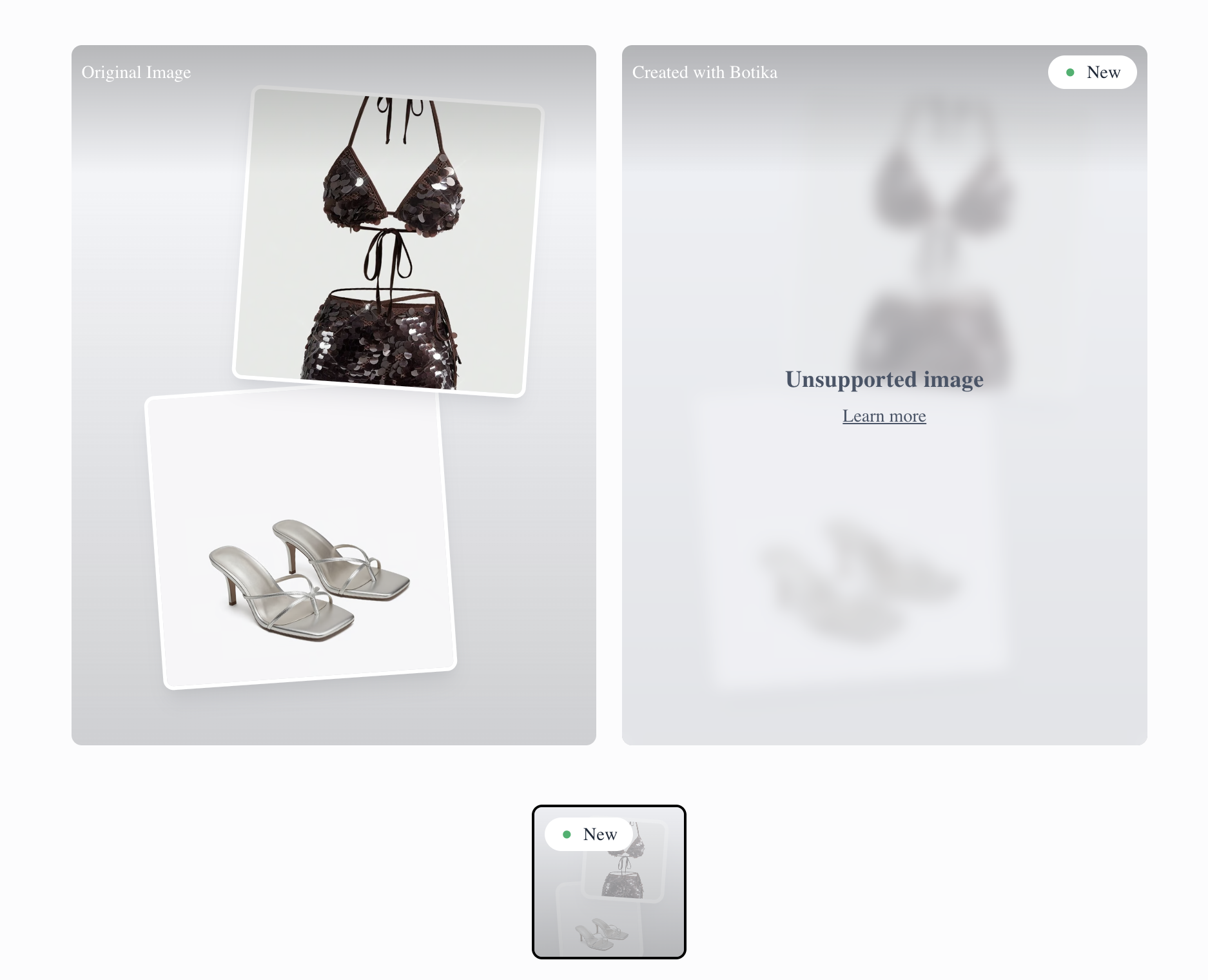 Botika unsupported-image rejection for the brown sequin swimwear set