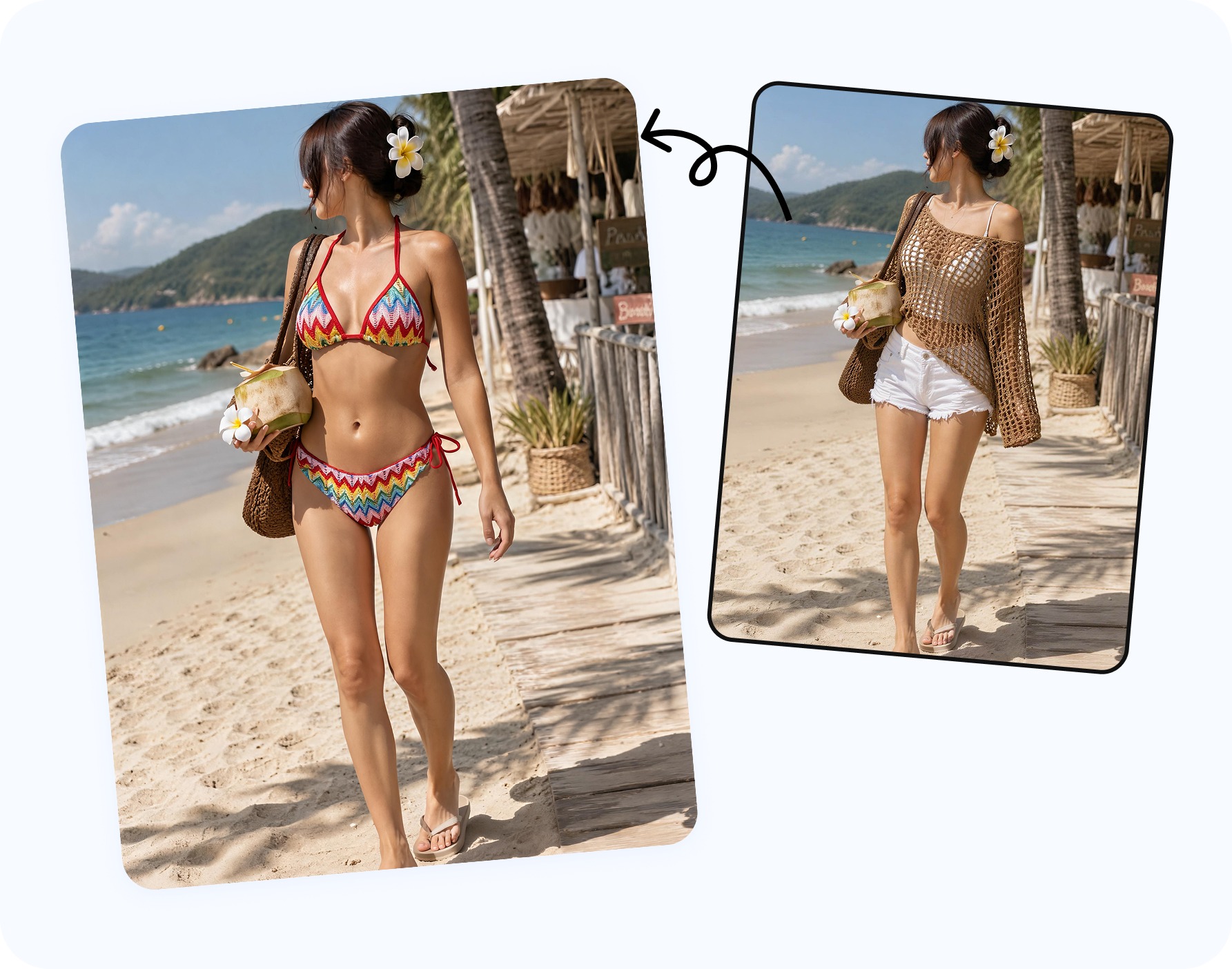 AI wardrobe planner for travel outfits, bags and resort styling