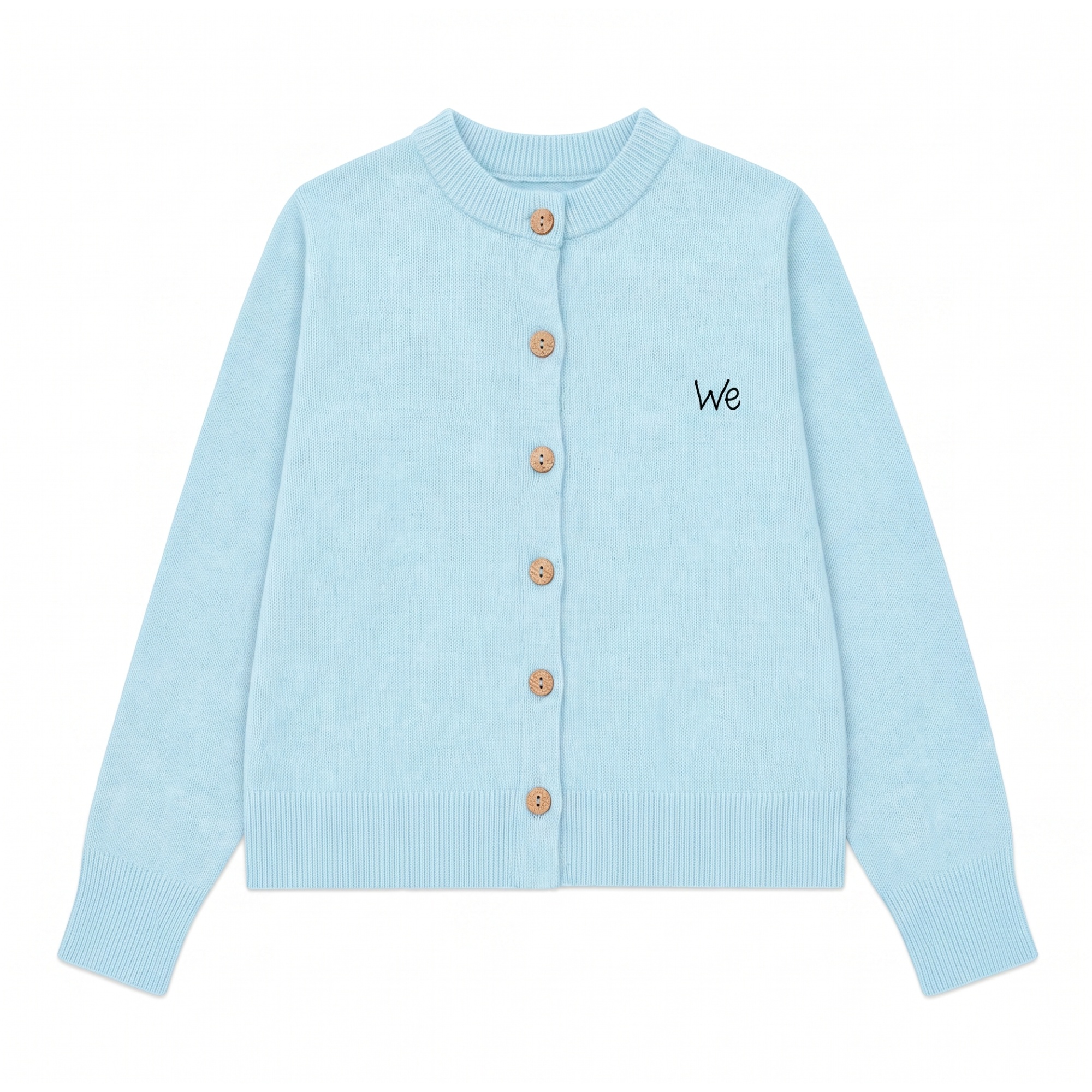 Blue cardigan color candidate using the same flat-lay composition