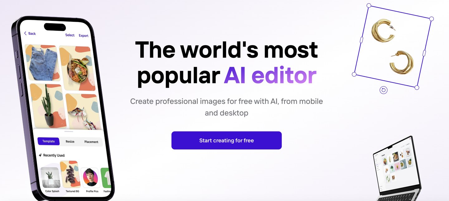 Photoroom AI photo editor interface