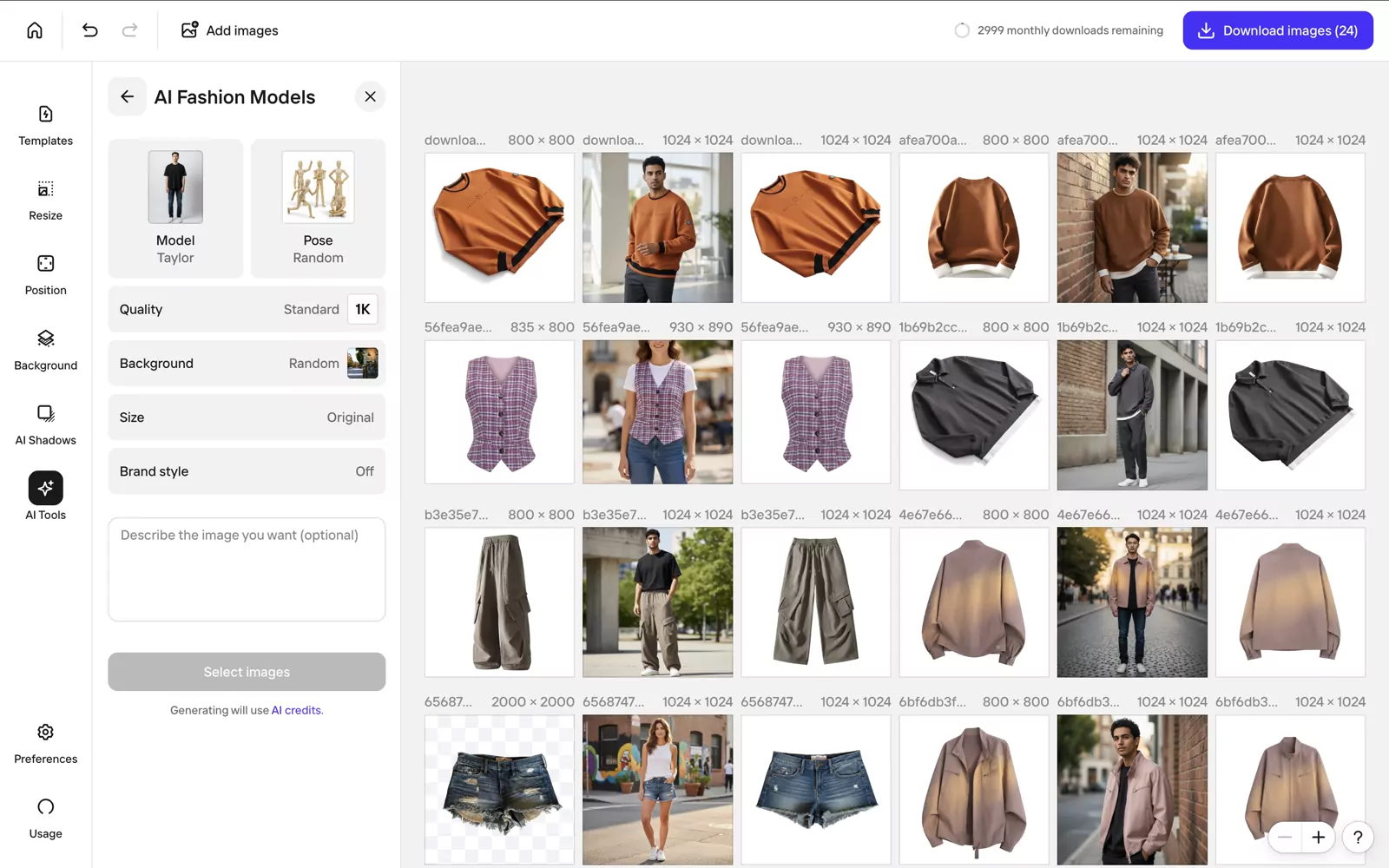 PhotoRoom AI Fashion Models test with source garments and model outputs