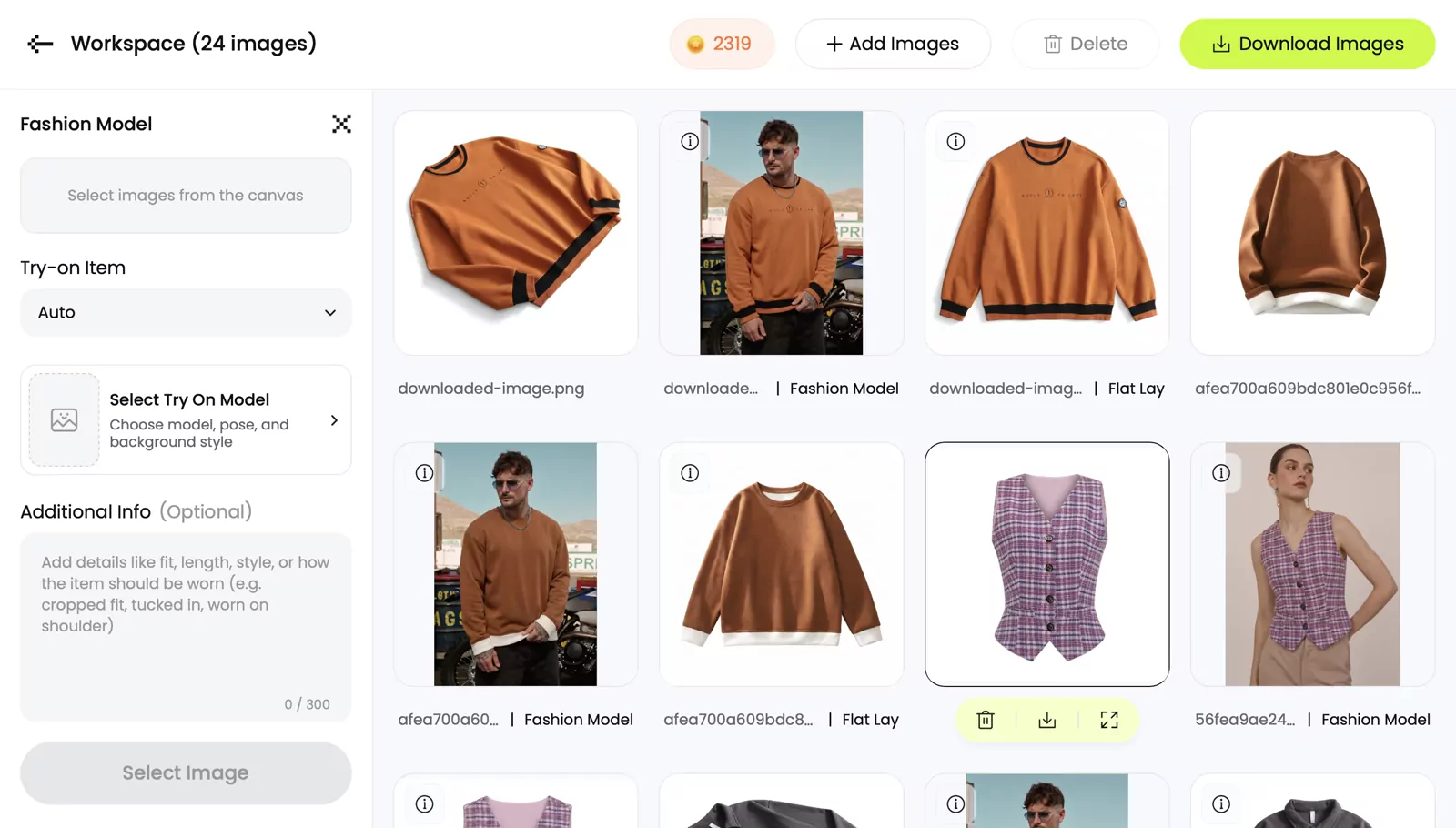 Snappyit Fashion Model result retaining the sweatshirt's black trim