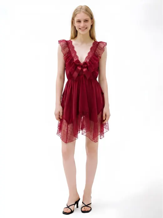Snappyit burgundy tulle dress result