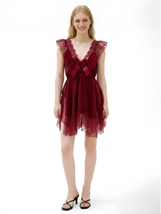 WearView burgundy tulle dress result