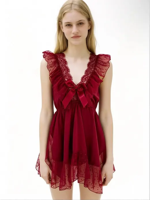 WeShop burgundy tulle dress result cropped at the thighs