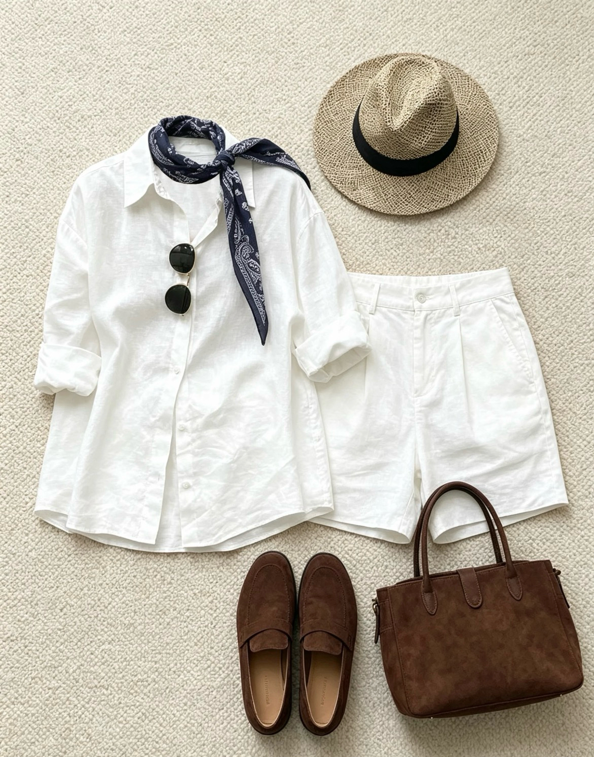White linen beach outfit reference
